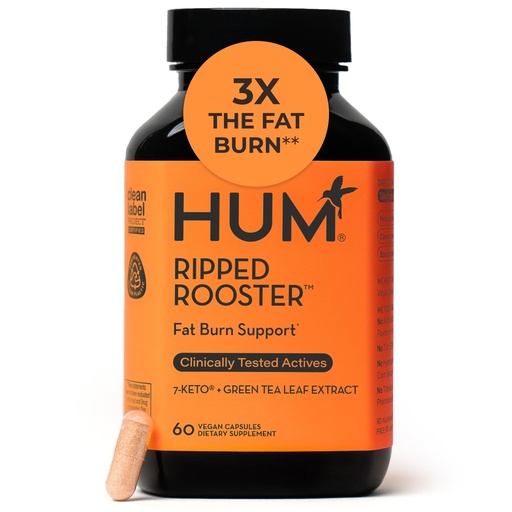 [BRSWYH3RAEBAY3T6] HUM Ripped Rooster Natural Green Tea Extract Capsules with Chromium, 7 Keto DHEA, Gluten Free Vegan Green Tea Supplement to Support Cravings, Healthy Diet & Management, 60 Count