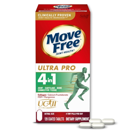 [BRSWYELQOUPBYEL6] Move Free Ultra Pro with Quadruple Action Joint Support - Type 2 Collagen MSM Calcium Fructoborate & Manganese - Supports Joint Cartiliage Bone Connective Tissue, 120 Tablets (30 servings)