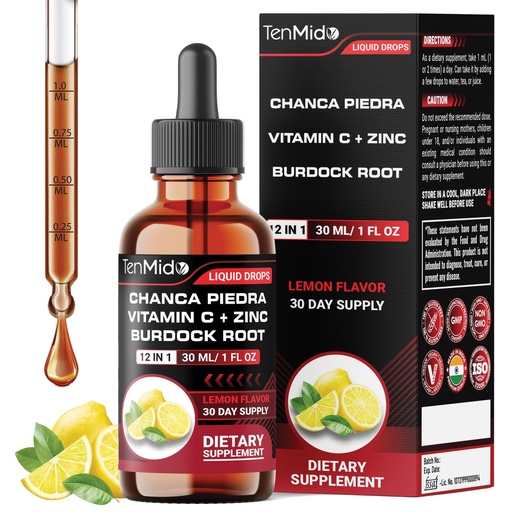 [BRSREGA3CACQGHTD] Chanca Piedra Stone Breaker Drops - 12in1 with Burdock Root, Milk Thistle, Turmeric, Cranberry, Marshmallow Root, Dandelion, Ginger and More | Alcohol-Free, Vegan, Non-GMO - 30ml 1 Fl OZ