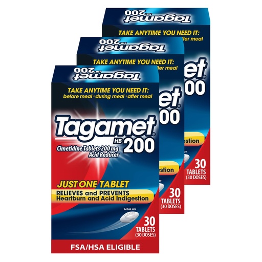 [BRSWYEDYPMDRE3D4] Tagamet Acid Reducer, Cimetidine 200mg, 30 Tablets, 3 Pack