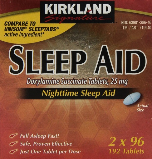 [BRSWIYA3B5YREETA] Kirkland Signature Nighttime Sleep Aid (Doxylamine Succinate 25 mg), 192 Tablets