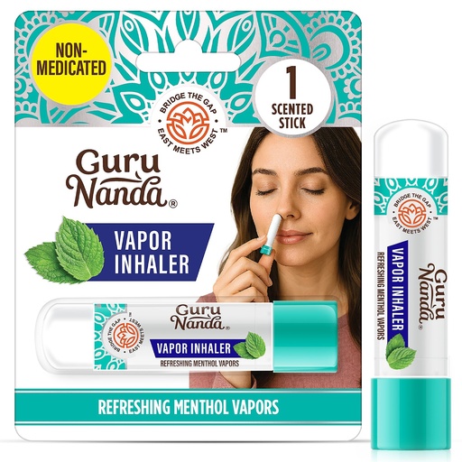 [BRSRECADCNYGMA35] GuruNanda Vapor Inhaler Nasal Stick, with Essential Oils for Soothing Relief, Helps Clear Nasal Passages & Ease Stuffiness, Non-Medicated, 1 Count