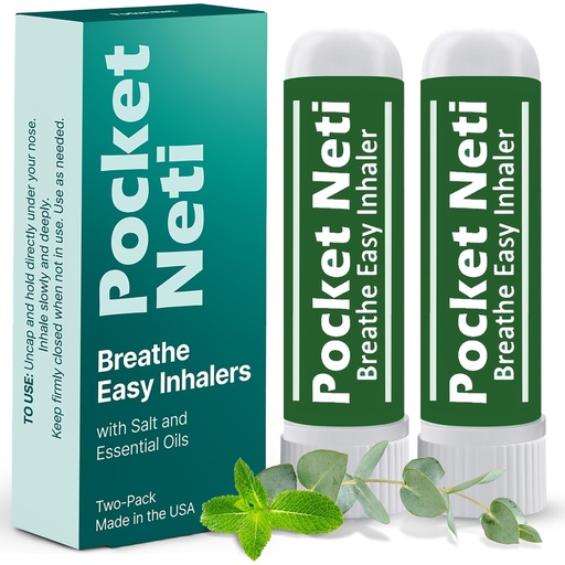 [BRSWECQZO5YG2YDV] Basic Vigor Pocket Neti Breathe Easy Himalayan Salt Aromatherapy Sinus Inhaler 2 Pack with Essential Oils. Natural Nasal Stick/Nasal Inhaler with Eucalyptus. Made in the USA.
