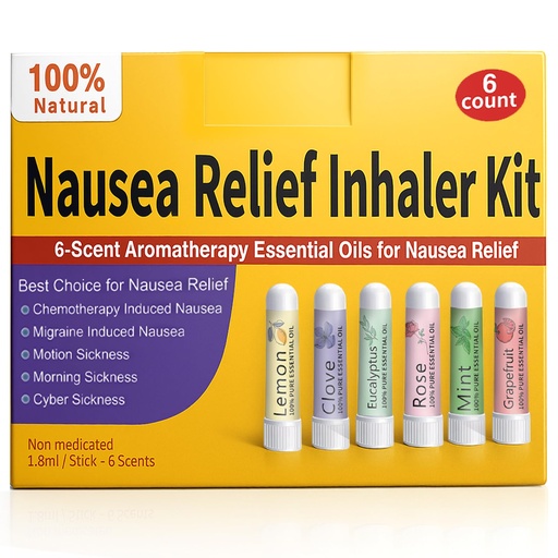[BRSW2FT6OANQ4CQ6] Hion Nausea Relief Inhaler 6 pcs for Motion Sickness and Pregnant Women Morning Sickness, Aromatherapy Natural Essential Oils Inhalers