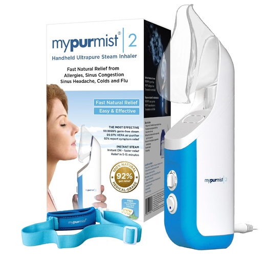 [BRSWY2YKOANGEDY2] Mypurmist® Essential Kit Plus Handsfree Strap - Steam Inhaler, Personal Handheld Instant Steam - Sinus Congestion Cold Cough Relief Vocal Care Skincare (Plug-in)