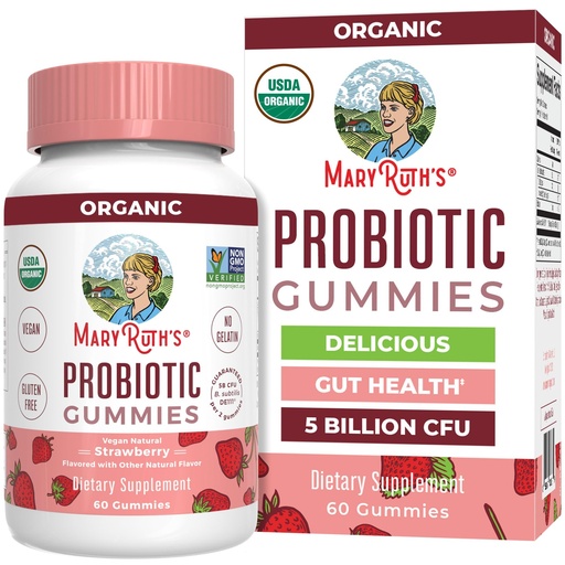 [BRSWYBT4CEPBSYA3] MARYRUTH'S USDA Organic Probiotic Gummies Probiotic Digestive Support | Immune Support | Digestive & Gut Health Supplement | 5 Billion CFU | Vegan | Non-GMO | Gluten Free | 60 Count