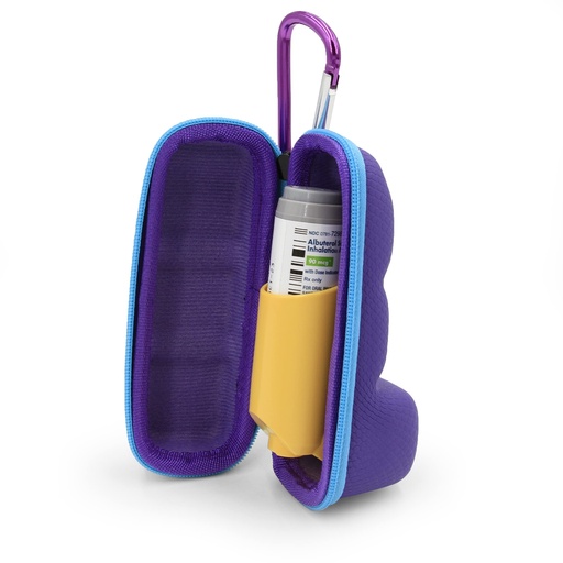 [BRSRMBL5CUBRMYLU] Casematix Asthma Inhaler Case with Lanyard and Clip On Keychain Carabiner, Inhaler Holder Extended to Fit Standard Rescue and New Albuterol Inhaler Devices up to 4 Inches - Includes Asthma Case Only