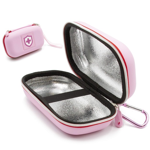 [BRSWYZIFOR4AIDQ7] CASEMATIX Pink Compact Insulated Asthma Inhaler Travel Bag Case Compatible with Chamber Inhaler Spacer, Masks and More - Does Not Fit Spacers Longer Than 6.25 inches, Includes CASE ONLY