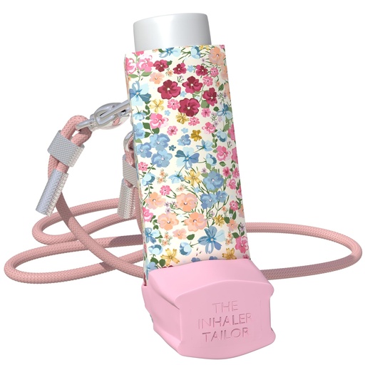 [BRSRGGQQBYFRE2T4] Inhaler Holder and Adjustable Strap Inhaler Lanyard - Adults & Kids Inhaler Case (Handmade) and Neck Strap with Carabiner Hooks, Pale Pink - Vegan (Ventolin, Vintage Wild Flowers)
