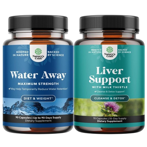 [BRSW2AI3AAJWKETU] Bundle of Water Away Herbal Diuretic Pills HIgh Strength with Dandelion Leaf Extract & Green Tea for Bloating Relief and Liver Cleanse Detox & Repair - Milk Thistle for Digestion & Immune Health