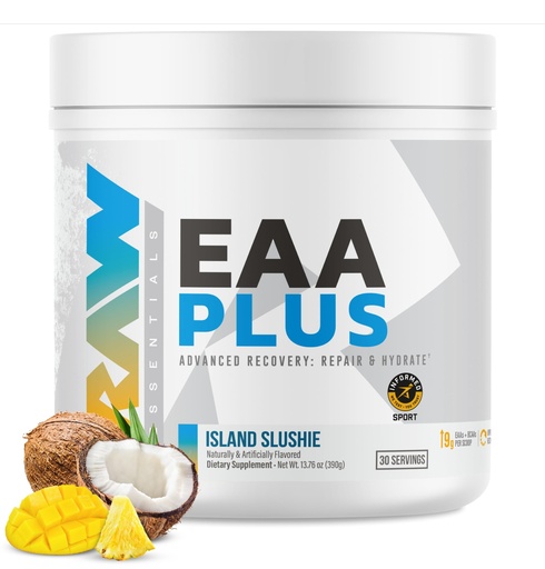 [BRSREEIBB4MGOEY7] RAW EAA Plus, Amino Acids Powder, Island Slushie (30 Servings) - Pre Workout Amino Energy Powder for Advanced Endurance, Recovery & Lean Muscle Growth - BCAA Amino Acids Supplement for Men & Women