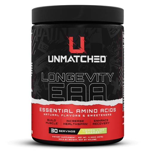 [BRSRAGICOYBWY2DB] Unmatched Longevity EAA Essential Amino Acids | Muscle Build & Recovery | Performance & Health-Span Benefits | Natural Flavors & Sweeteners | 30 Servings (Lemon Lime Sherbet)