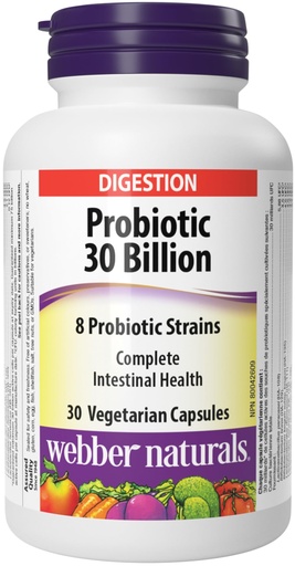 [BRSWIHT2CQNBYHLK] Webber Naturals Probiotic 30 Billion, 8 Probiotic Strains, 30-Capsules