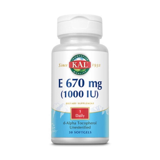 [BRSWIYTYBQDA4FQ7] KAL E-1000 D-Alpha Tocopherol 1000 IU Softgels, 30 Count