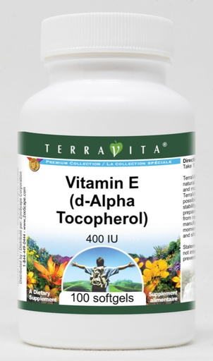 [BRSWI2QRPMMRAYLG] Terravita Vitamin E (d-Alpha Tocopherol) - 400 IU (100 softgels, ZIN: 428181)