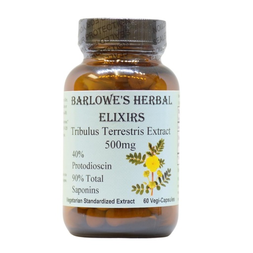 [BRSROFILDMPGK2QU] Barlowe's Herbal Elixirs Tribulus Terrestris Extract | 40% Protodioscin & 90% Total Saponins | 500mg Per Capsule | 60 Veggie Capsules | Glass Bottle