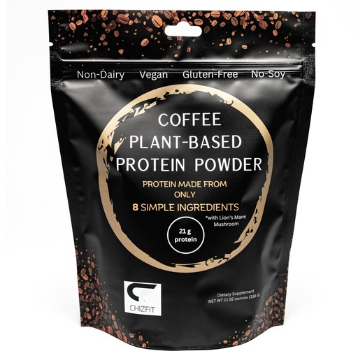 [BRSREGAQCMOQ4HLU] Plant-Based Protein Powder, 8 Simple Ingredients, Coffee & Lion's Mane, 21 Grams Protein per Serving, 11.92 Ounces