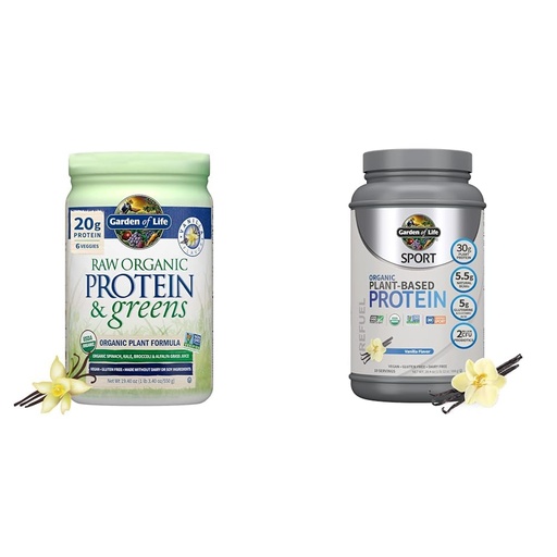 [BRSROCYOCBYBOYA4] Garden of Life Raw Organic Protein & Greens Vanilla - Vegan Protein Powder for Women and Men & Organic Vegan Sport Protein Powder, Vanilla - Probiotics, BCAAs, 30g Plant Protein