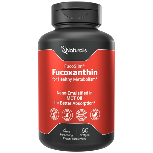 [BRSRAGA7AQIRMFDF] Naturalis New Zealand Fucoxanthin (4mg) | Made with FucoSlim® | Non-GMO, Soy & Gluten Free | 60 Softgels (2 Month Supply)