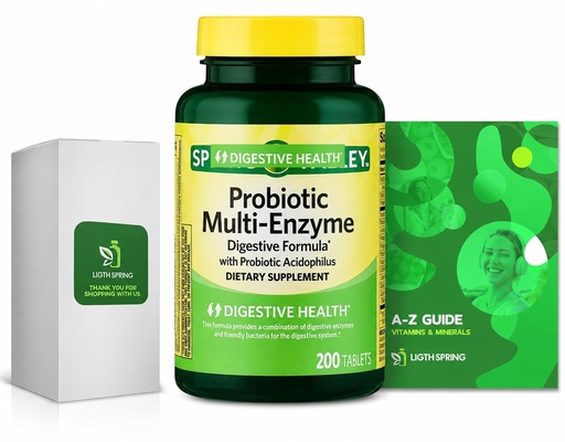 [BRSROAQQCAIB4FL6] Probiotic Multi-Enzyme Digestive Formula Tablets, 200 Count with Bundle Exclusive Better Ligth&Spring Guide