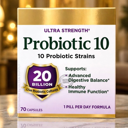 [BRSRGC3YDJ7RAHLX] NB Probiotic 10 20 Billion CFU 70 Capsules | Ultra Strength 10 Strain Formula
