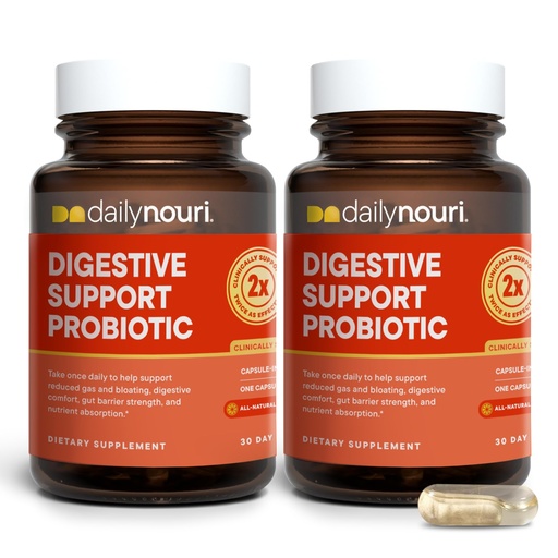 [BRSREHT4OVYBMCT3] Daily Nouri Digestive Support Probiotics for Women & Men | Bloating & Gas Relief | 3 Clinically Studied Strains + Omega | 60-Day Supply