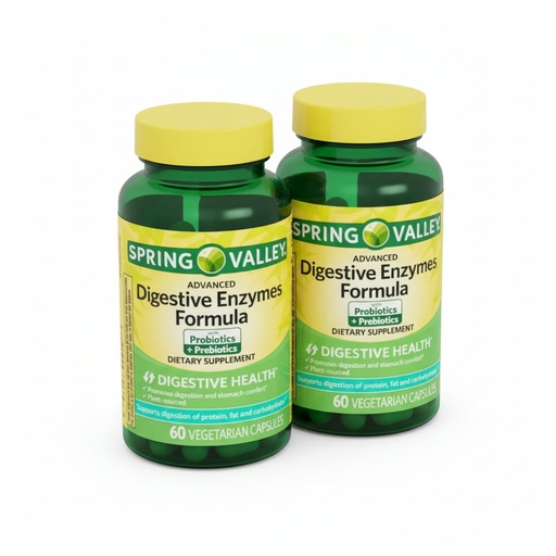[BRSROGQ3OIHQ2G3D] Digestive Enzymes – 60 Vegetarian Capsules, Enzimas Digestivas with Probiotics and Prebiotics, Enzymes for Digestion, Daily Digestive Health Supplement (Pack of 2)
