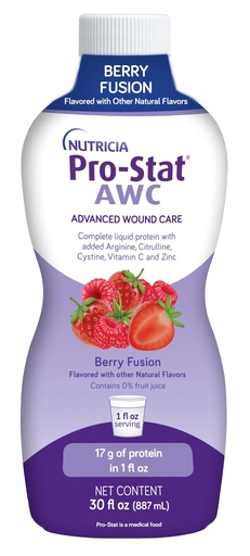 [BRSW2GQEC57BUCLO] Pro-Stat Advanced Wound Care (AWC), Concentrated Liquid Protein Medical Food - Berry Fusion Flavor, 30 Fl Oz bottle | Concentrated liquid protein medical food to help with wound healing and add protein to your diet, 17g of protein per 1oz