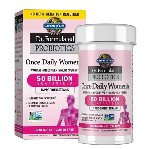 [BRSRGAAFBEFAYFDJ] Garden of Life Once Daily Dr.Formulated Probiotics for Women 50 Billion CFU 16 Probiotic Strains with Organic for Digestive,Vaginal & Immune Health,Dairy Free,Shelf Stable 30 Capsules (Pack of 6)