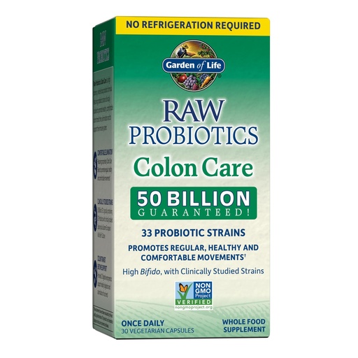 [BRSRGAAFAB5GOD32] Garden of Life Probiotics for Women & Men-Raw Probiotics Colon Care 50 Billion CFU and Enzymes, Shelf Stable Once Daily Acidophilus Probiotic for Regularity & Immune Health, 30 Capsules(Pack of 6)
