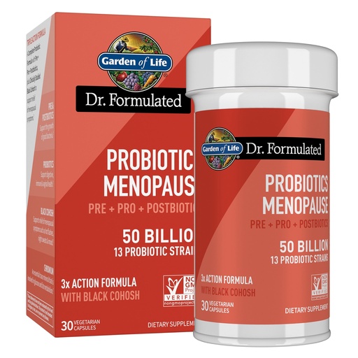 [BRSREYINBB6WYETV] Garden of Life Dr. Formulated Menopause Probiotics with Black Cohosh, Chromium and Pre, Pro & Postbiotics – Menopause Supplements for Women, Immune Health, Non-GMO, Gluten-Free, 30 Vegetarian Capsules