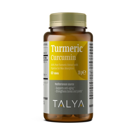 [BRSWGGL3BAJRUC3X] TALYA Turmeric Curcumin with Black Pepper | Turmeric Supplement with 95% Curcuminoids | Bones & Joint Supports | Non-GMO, Vegan, Gluten Free | 60 Capsules