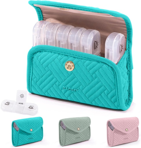 [BRSREFQYCEARQCD6] BAGSFY Weekly Pill Organizer 3 Times a Day in a Cute Fabric Pill Case, Medicine Pill Organizer, Pill Box, Portable Travel Pill Case, Pill Container for Medication, Vitamins, Fish Oils, Supplements