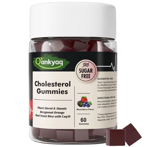 [BRSRE2TRDN7QACDZ] Q'ankyaq Cholesterol Lowering Gummies, Plant Sterols & Stanols Supplement, LDL Cholesterol Lowering with Red Yeast Rice, Citrus Bergamot and CoQ10 for Women & Men, Sugar Free, 60 Counts