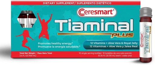 [BRSRMBQNCF6WCCTH] Ceresmart Tiaminal Plus Multivitamin for Women and Men – 10 x Single Serving Vials Liquid Multivitamins Dietary Supplement – Energy Boost Vitamin Supplements with Aloe Vera, Royal Jelly
