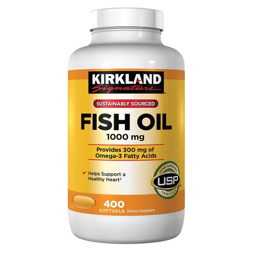 [BRSWIYQ4AEGBSELK] Kirkland Signature Natural Fish Oil 1000 mg with 300 mg Omega-3 - 400 ct (Pack of 2)