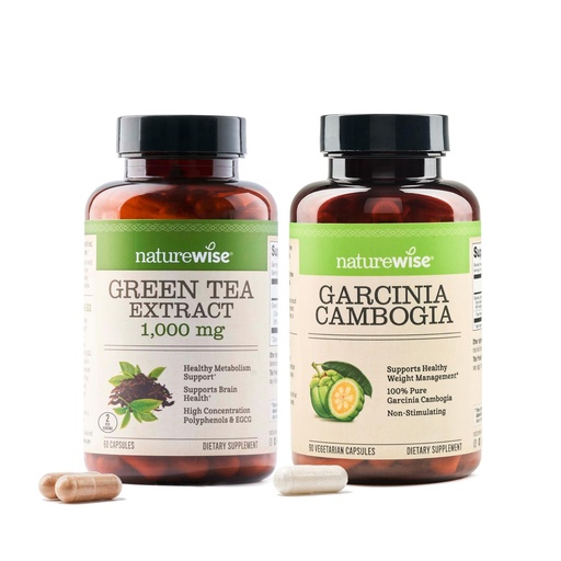 [BRSREFACC55GYELO] NatureWise [1] Green Tea Extract 1000 mg - Vegan, Non-GMO - 60 Capsules[30-Day Supply] + [1] Garcinia Cambogia - 60% HCA - Vegan, Non-GMO - 90 Capsules[1-3 Month Supply]