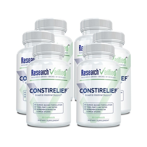 [BRSWKZLZOMARQCQ3] Research Verified ConstiRelief (Pack of 6) - The best Supplement for Constipation Relief on the market - with L. Acidophilus for long term health and prevention. 100% back guarantee!