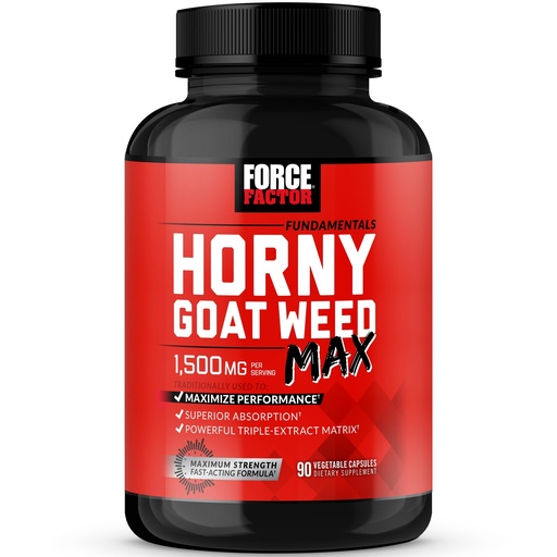 [BRSRMYATA54BMD37] Force Factor Horny Goat Weed Max, Horny Goat Weed for Men and Women to Maximize Performance and Drive, Triple-Extract HGW Horny Goat Weed Herbal Supplement, 1500mg, 90 Capsules