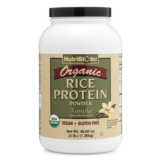 [BRSWIYL2C5YRGCYZ] NutriBiotic Certified Organic Rice Protein Vanilla, 3 Lb. | Low Carbohydrate Vegan Protein Powder | Raw, Certified Kosher & Keto Friendly | Made Without Chemicals, GMOs & Gluten | Easy to Digest