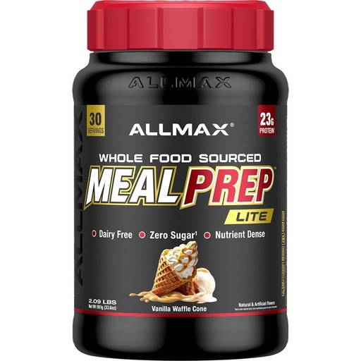 [BRSREFQKBMJR4DLK] ALLMAX Nutrition MealPrep Lite Whole-Food Protein Powder, Dairy-Free, Keto-Friendly, 23g Protein, 30 Servings (Vanilla Waffle Cone)