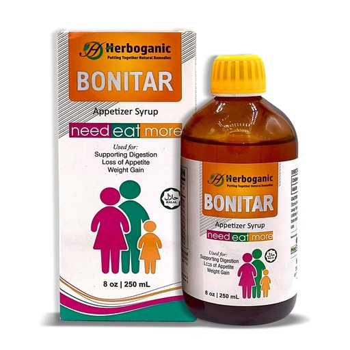 [BRSRAAI6A4MGYD3G] HERBOGANIC Bonitar Appetite Booster for Kids, Organic Nutritional Support for Kids and Appetite Stimulant for Adults, Vitmamin A,C,K, Iron, Calcuim, Magnesuim, Potassuim, Zinc 8 Fl Oz