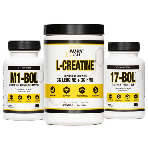 [BRSRAAQRAR6AIAD6] Avry Labs Triple Stack, M1-BOL and L-CREATINE - Extreme Anabolic Supplements for Muscle Growth, Recovery and Endurance