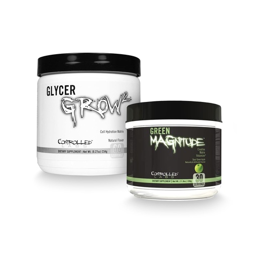 [BRSRGAQOBUHAKET3] CONTROLLED LABS Green Magnitude + GlycerGrow 2 Virtual Bundle – Creatine & Glycerol Powder Stack for Strength, Endurance, Cell Volume & Performance – Sour Green Apple 30 Servings + Unflavored 60 Serv