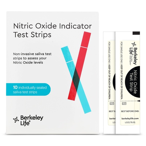 [BRSRAFAECANRM3DX] Berkeley Life Nitric Oxide Test Strips - at-Home, Non-Invasive Saliva Testing Kit to Assess Nitric Oxide Levels for Men & Women - 10 Individually Sealed Indicator Strips