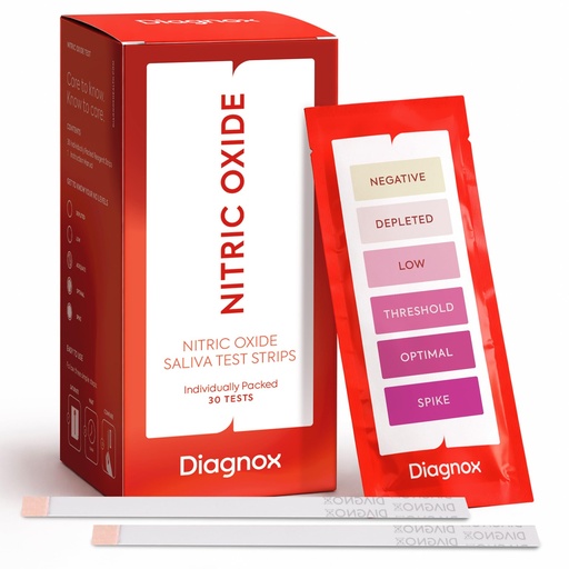 [BRSRABQYOR5RQGTB] Diagnox Nitric Oxide Test Strips – Individually Packed Saliva Test - Nitric Oxide Indicator Strips for Wellness, Cardiovascular Health, Vitality, Performance & Men’s Health – 30 Tests