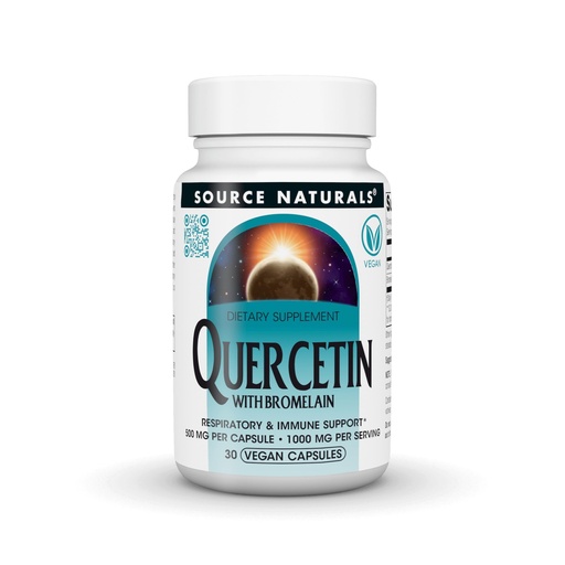 [BRSRGYAPPJ4AGYLU] Source Naturals Quercetin with Bromelain, Respiratory and Immune Support* - 500 mg per Capsule, 1000 mg per Serving - 30 Vegan Capsules