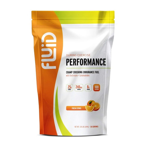 [BRSWIEYHAAJQODA7] Fluid Performance - Low Sugar Endurance Fuel Sports Drink Mix with Electrolytes, All Natural Ingredients, Gluten-Free for Before or During Exercise (Fresh Citrus, 30 Serving)