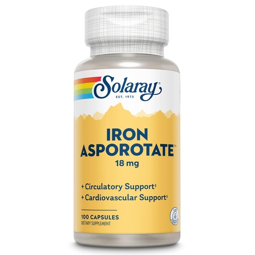 [BRSWIYT3BEHAA3AZ] Solaray Iron Asporotate Capsules, 18mg | 100 Count