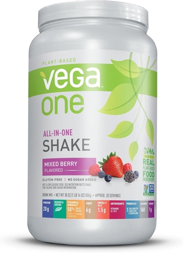 [BRSWIADZDJ4QG2TU] Vega One All-in-One Nutritional Shake Berry (20 Servings) - Plant Based Vegan Protein Powder, Non Dairy, Gluten Free, Non GMO, 30 Ounce (Pack of 1)